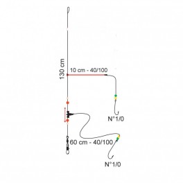 BAS DE LIGNE FLASHMER TRAINARD BALAIS ROUGES - 2 HAM N° 1/0 -trainard-
