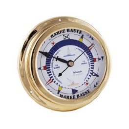 Pendule des Marée - Laiton poli 145 mm Fond Blanc