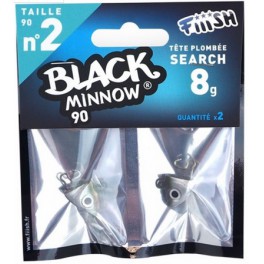 2 tetes plombees FIIISH Search - 8g - Kaki - BLACK MINNOW 90