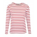 MARINIERE PECHEUR FEMME MANCHES LONGUES BLANC/ROUGE T.XL