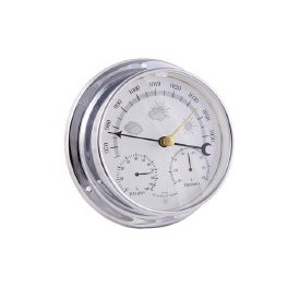 STATION BAROMETRE - THERMOMETRE - HYGROMETRE - CHROME 115 MM