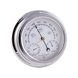 STATION BAROMETRE THERMOMETRE HYGROMETRE CHROME 145 MM