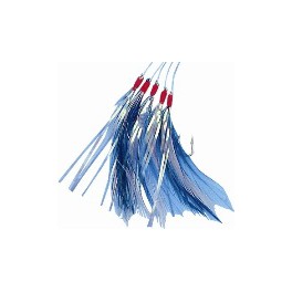 BAS DE LIGNE  FLASHMER PLUME FILAMENTS 5 HAMECONS 2-O BLEUE