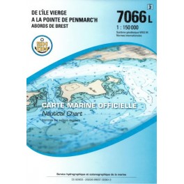 CARTE MARINE SHOM 7066L PLIEE de ile vierge à la pointe de penmarc'h