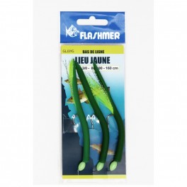 Bas de ligne LIEU JAUNE - 3 HAM 3/0 - VERT/JAUNE FLASHMER Bas de ligne LIEU JAUNE - 3 HAM 3/0 - VERT/JAUNE FLASHMER
