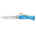 Couteau OPINEL BLEU CYAN N7 Virobloc BAROUDEUR, lame inox de 8 cm