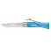 Couteau OPINEL BLEU CYAN N7 Virobloc BAROUDEUR, lame inox de 8 cm