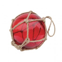 FLOTTEUR DE PECHE EN VERRE DECO ROUGE 15 CM